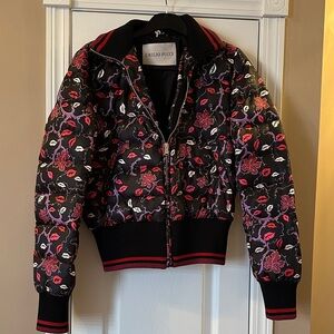 Emilio Pucci Black and Pink Floral Bomber Jacket